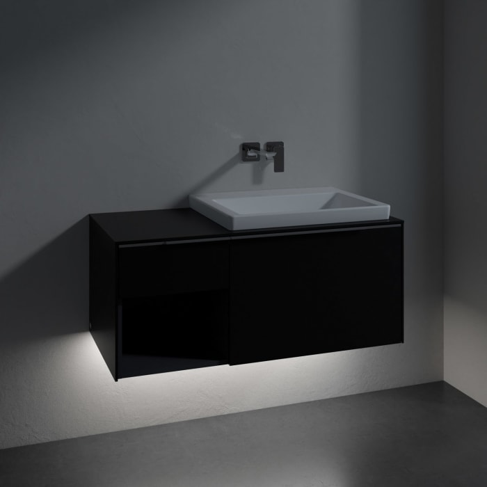 Villeroy & Boch Subway 3.0 Badmöbel-Set 100,1 cm mit Beleuchtung, Waschbecken rechts