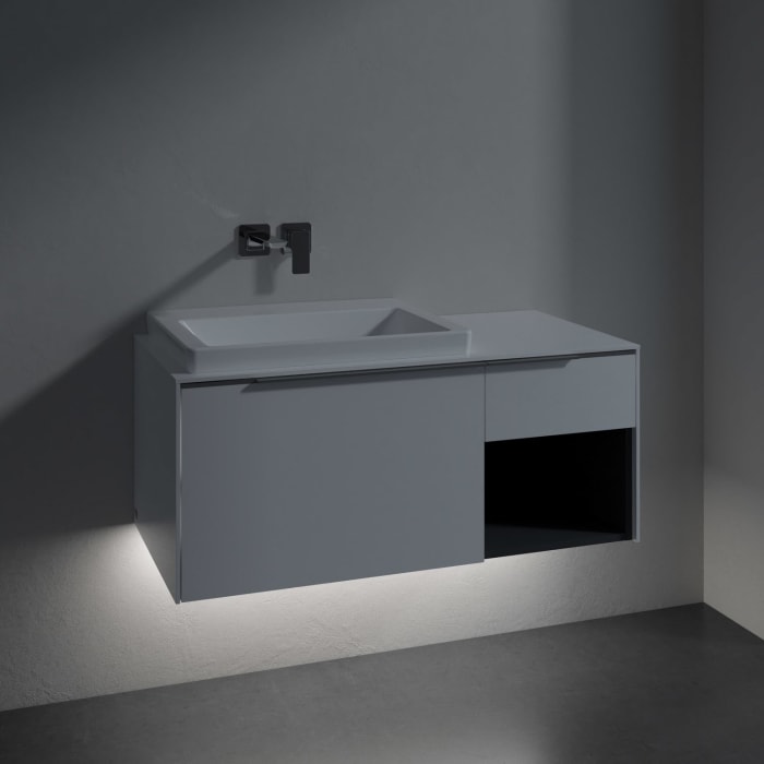 Villeroy & Boch Subway 3.0 Badmöbel-Set 100,1 cm mit Beleuchtung, Waschbecken links