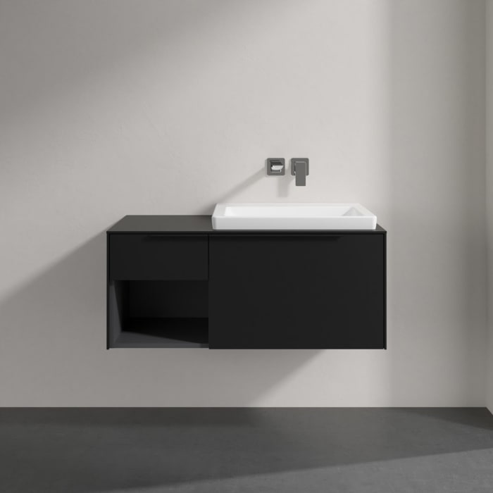 Villeroy & Boch Subway 3.0 Badmöbel-Set 100,1 cm Griff volcano black, Waschbecken rechts