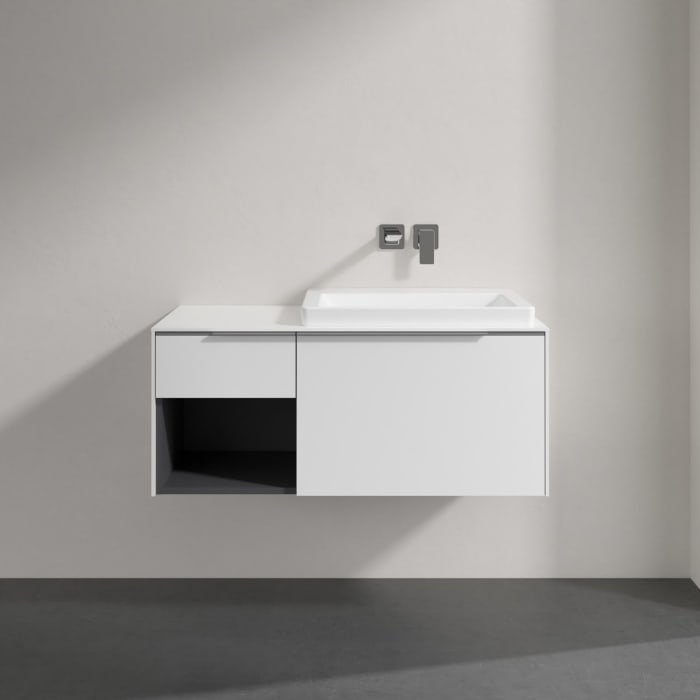 Villeroy & Boch Subway 3.0 Badmöbel-Set 100,1 cm mit Beleuchtung, Waschbecken rechts mit CeramicPlus