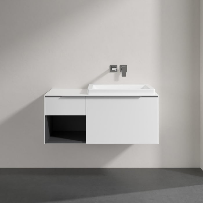 Villeroy & Boch Subway 3.0 Badmöbel-Set 100,1 cm mit Beleuchtung, Waschbecken rechts mit CeramicPlus