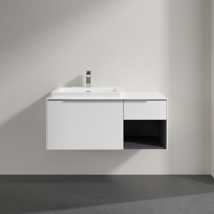 Villeroy & Boch Subway 3.0 Badmöbel-Set 100,1 cm mit Beleuchtung, Waschbecken links mit CeramicPlus