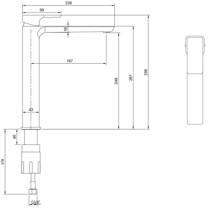 Villeroy & Boch Subway 3.0 Einhebel-Waschtischarmatur erhöht