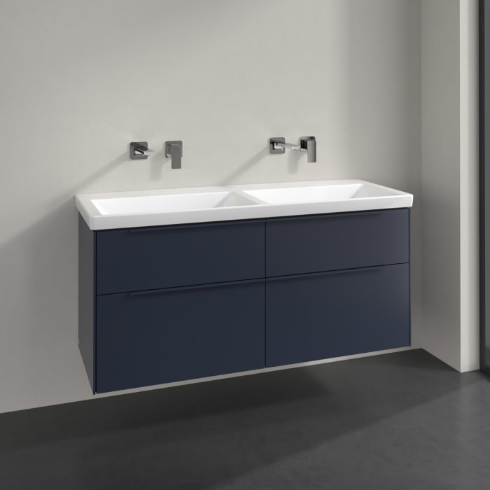 Villeroy & Boch Subway 3.0 Badmöbel-Set 130 cm, Griff in Möbelfarbe, 4 Auszüge, Doppelwaschtisch