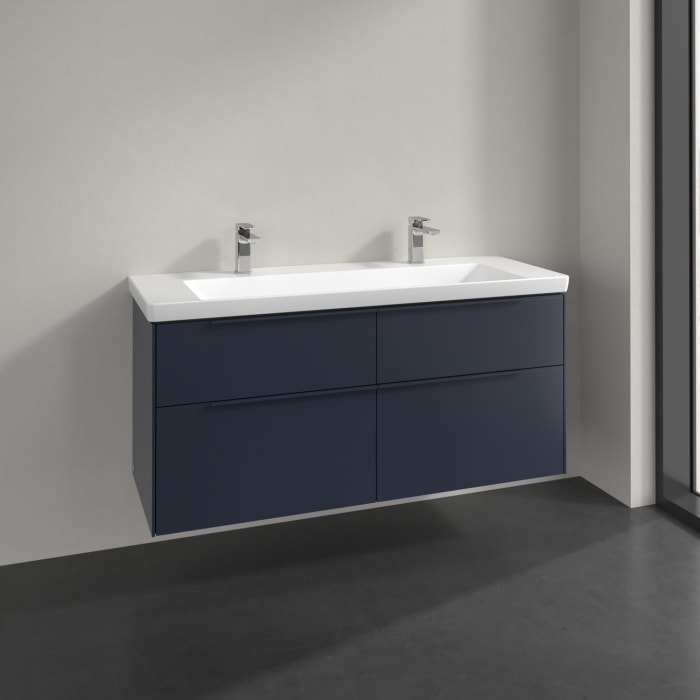 Villeroy & Boch Subway 3.0 Badmöbel-Set 130 cm, Griff in Möbelfarbe, 4 Auszüge, WT für 2 Armaturen