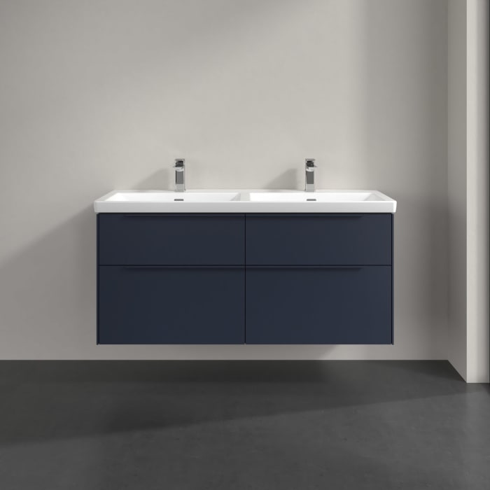 Villeroy & Boch Subway 3.0 Badmöbel-Set 130 cm, Griff in Möbelfarbe, 4 Auszüge, Doppelwaschtisch