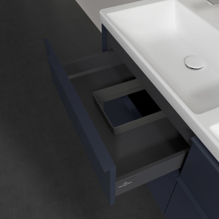 Villeroy & Boch Subway 3.0 Badmöbel-Set 130 cm, Griff in Möbelfarbe, 4 Auszüge, Doppelwaschtisch