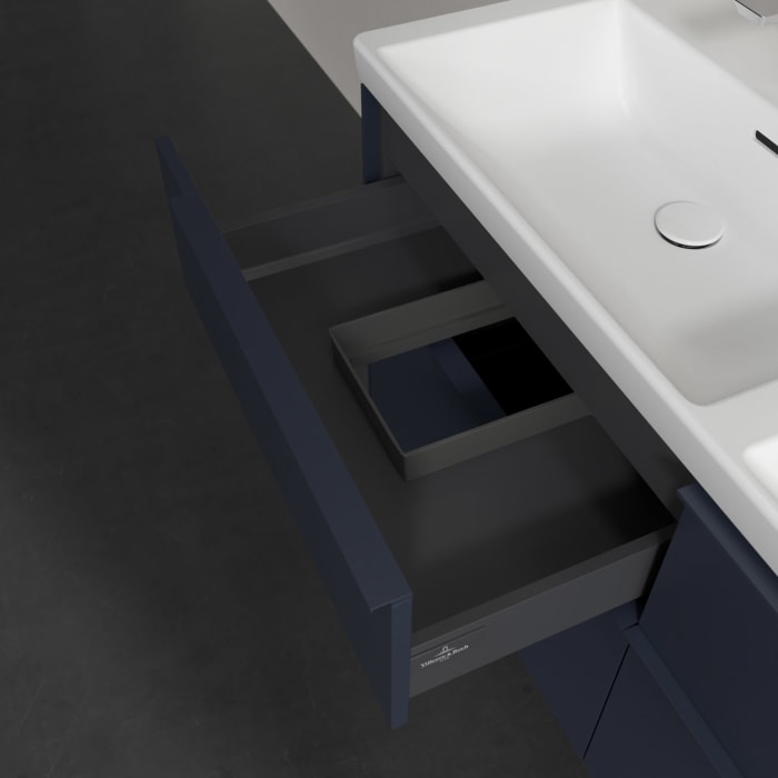 Villeroy & Boch Subway 3.0 Badmöbel-Set 130 cm, Griff in Möbelfarbe, 4 Auszüge, Doppelwaschtisch