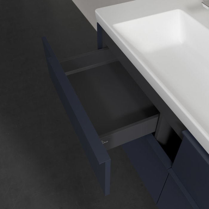 Villeroy & Boch Subway 3.0 Badmöbel-Set 130 cm, Griff in Möbelfarbe, 4 Auszüge, WT für 2 Armaturen