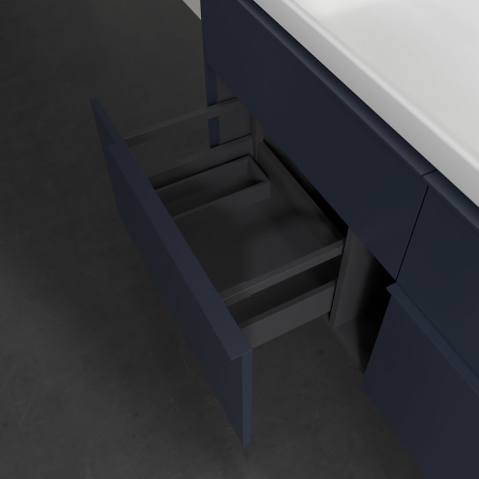 Villeroy & Boch Subway 3.0 Badmöbel-Set 130 cm, Griff in Möbelfarbe, 4 Auszüge, WT für 2 Armaturen