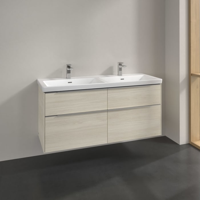 Villeroy & Boch Subway 3.0 Waschtischunterschrank 127,2 cm, 4 Auszüge, ohne LED-Beleuchtung, für Doppel-Waschtisch