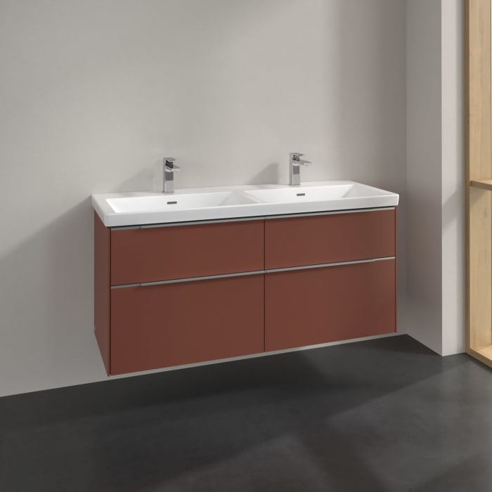 Villeroy & Boch Subway 3.0 Waschtischunterschrank 127,2 cm, 4 Auszüge, ohne LED-Beleuchtung, für Doppel-Waschtisch