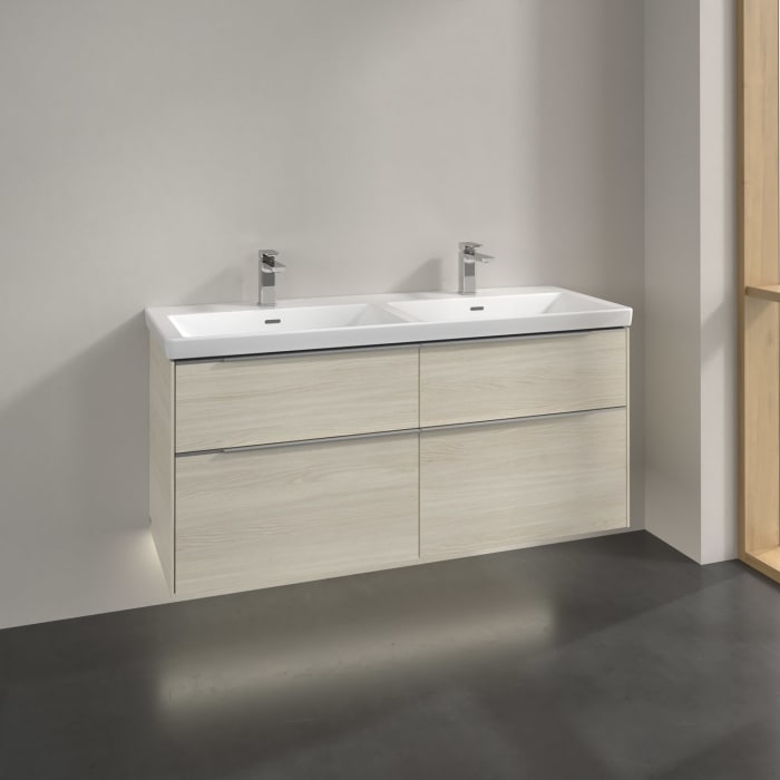 Villeroy & Boch Subway 3.0 Waschtischunterschrank 127,2 cm, 4 Auszüge, mit LED-Beleuchtung, für Doppel-Waschtisch