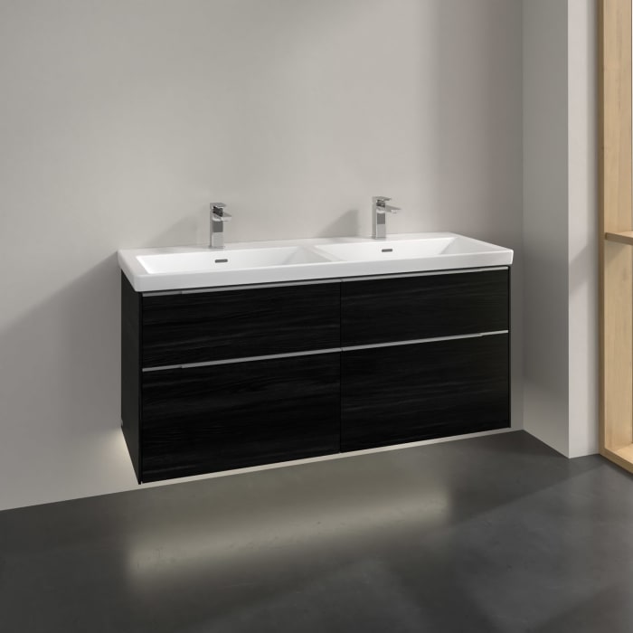 Villeroy & Boch Subway 3.0 Waschtischunterschrank 127,2 cm, 4 Auszüge, mit LED-Beleuchtung, für Doppel-Waschtisch