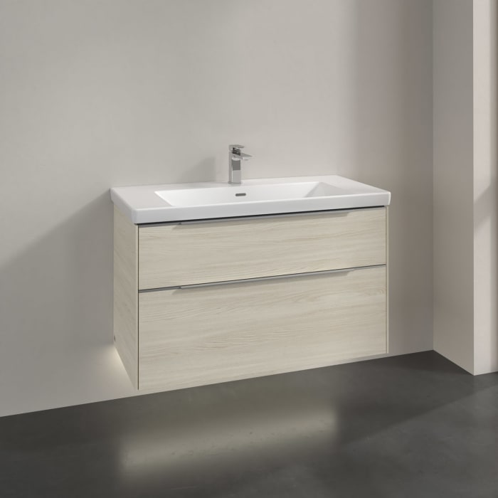 Villeroy & Boch Subway 3.0 Waschtischunterschrank 97,3 cm, 2 Auszüge, mit LED-Beleuchtung