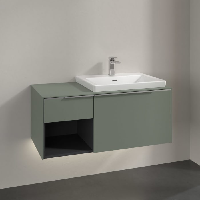 Villeroy & Boch Subway 3.0 Waschtischunterschrank 100,1 cm, 2 Auszüge und Regal links, mit LED-Beleuchtung
