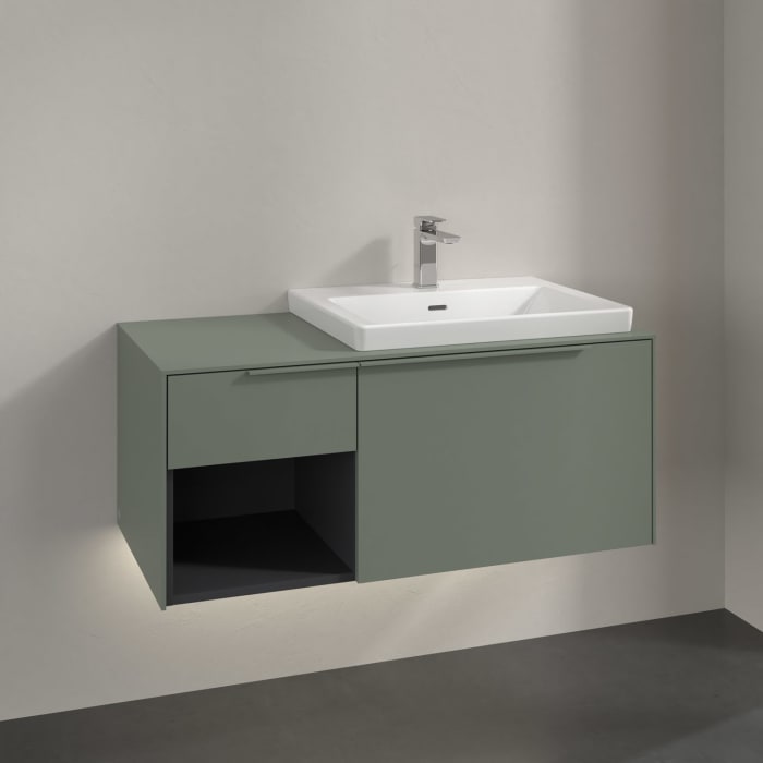 Villeroy & Boch Subway 3.0 Waschtischunterschrank 100,1 cm, 2 Auszüge und Regal links, mit LED-Beleuchtung