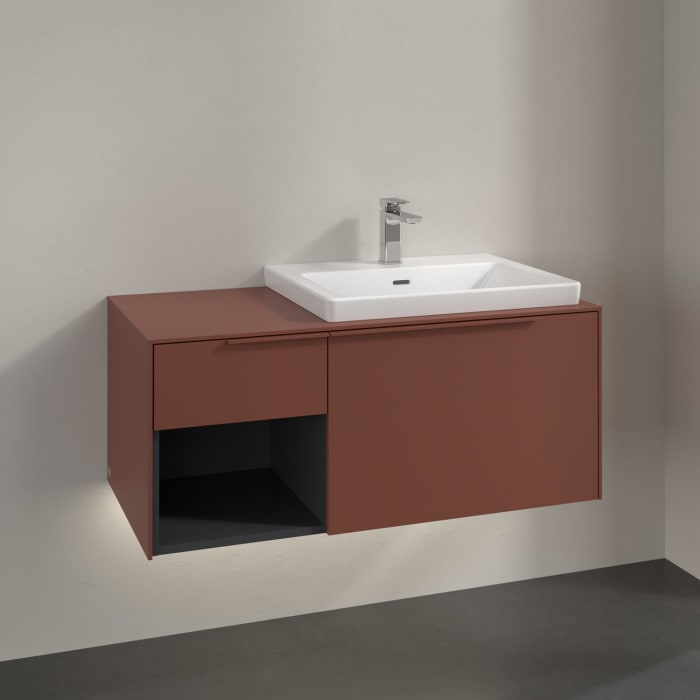 Villeroy & Boch Subway 3.0 Waschtischunterschrank 100,1 cm, 2 Auszüge und Regal links, mit LED-Beleuchtung