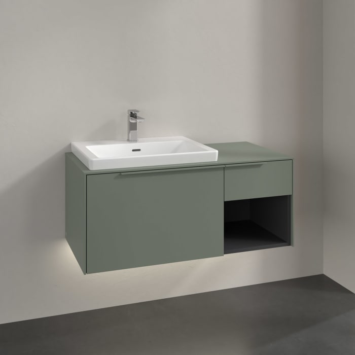 Villeroy & Boch Subway 3.0 Waschtischunterschrank 100,1 cm, 2 Auszüge und Regal rechts, mit LED-Beleuchtung