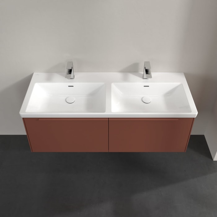 Villeroy & Boch Subway 3.0 Waschtischunterschrank 127,2 cm, 2 Auszüge, mit LED-Beleuchtung, für Doppel-Waschtisch