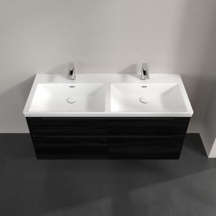 Villeroy & Boch Subway 3.0 Waschtischunterschrank 127,2 cm, 4 Auszüge, mit LED-Beleuchtung, für Doppel-Waschtisch