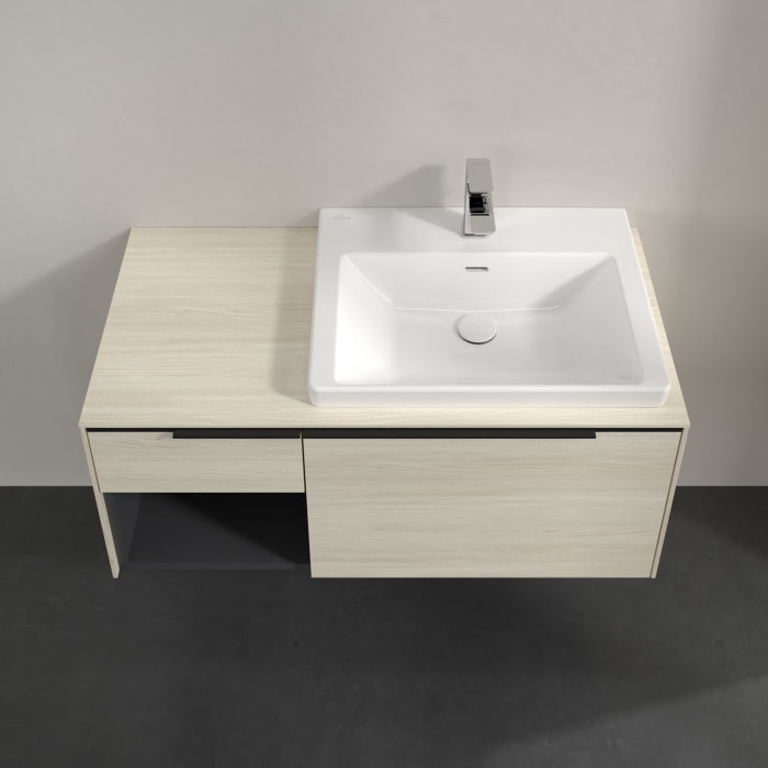 Villeroy & Boch Subway 3.0 Waschtischunterschrank 100,1 cm, 2 Auszüge und Regal links, mit LED-Beleuchtung