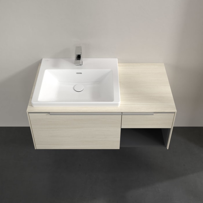 Villeroy & Boch Subway 3.0 Waschtischunterschrank 100,1 cm, 2 Auszüge und Regal rechts, mit LED-Beleuchtung