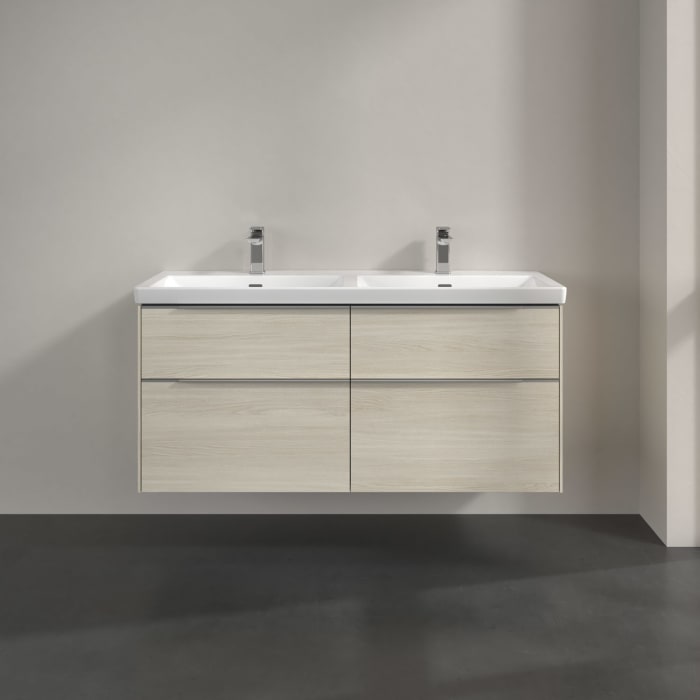 Villeroy & Boch Subway 3.0 Waschtischunterschrank 127,2 cm, 4 Auszüge, mit LED-Beleuchtung, für Doppel-Waschtisch