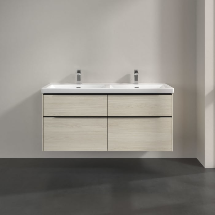 Villeroy & Boch Subway 3.0 Waschtischunterschrank 127,2 cm, 4 Auszüge, mit LED-Beleuchtung, für Doppel-Waschtisch