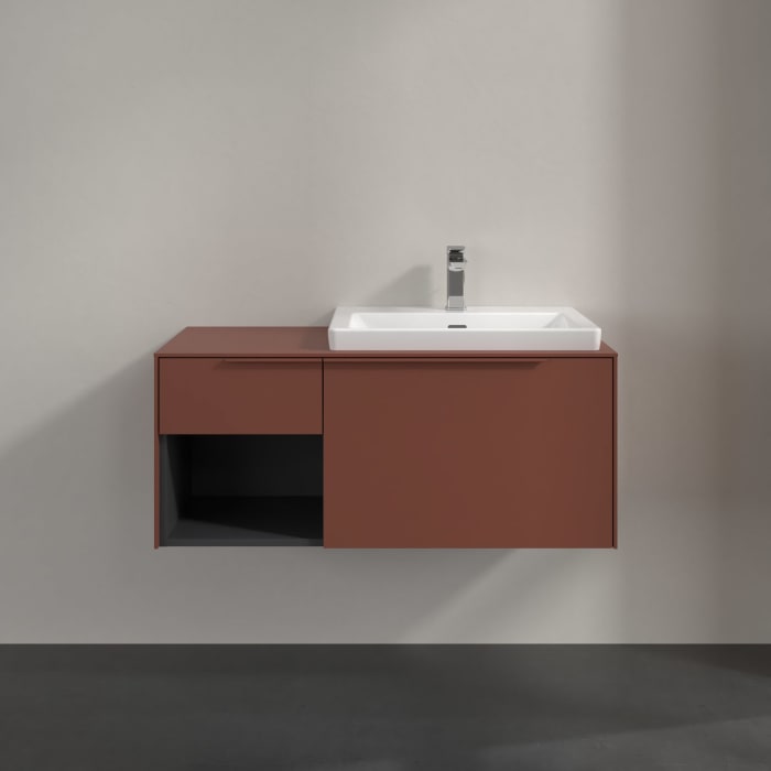 Villeroy & Boch Subway 3.0 Waschtischunterschrank 100,1 cm, 2 Auszüge und Regal links, mit LED-Beleuchtung