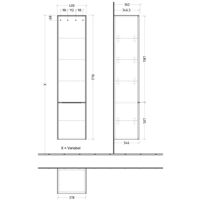 Villeroy & Boch Subway 3.0 Hochschrank 40 x 171 cm mit 2 Türen, Anschlag rechts