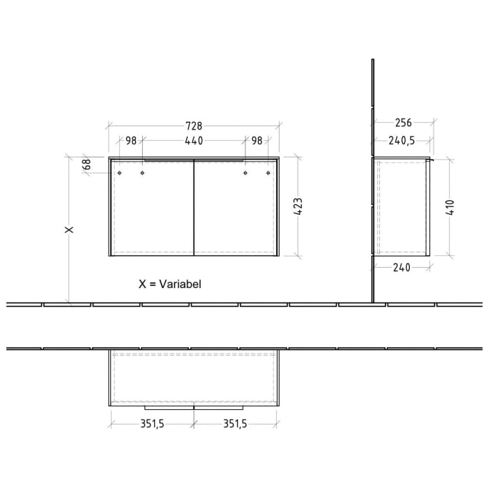 Villeroy & Boch Subway 3.0 Sideboard 72,8 x 42,3 cm mit 2 Türen