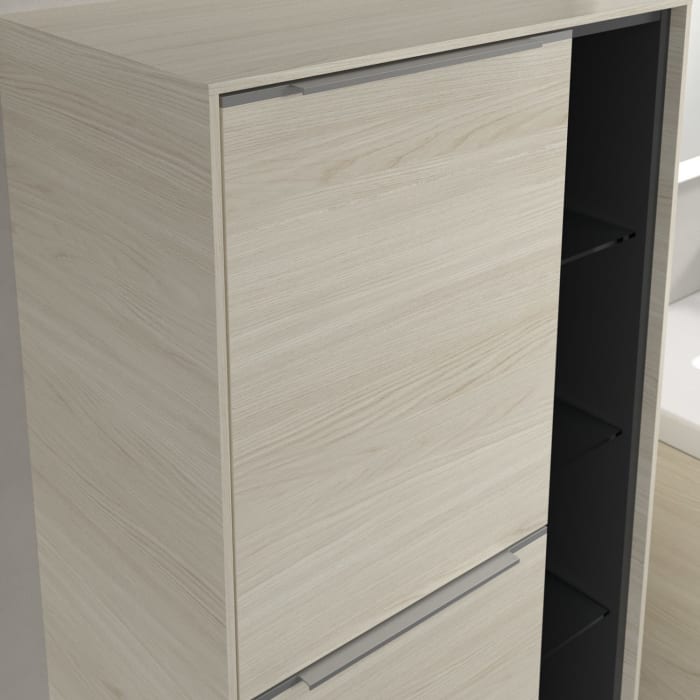 Villeroy & Boch Subway 3.0 Mittelschrank 57,4 x 120 cm mit 1 offenen Fach und 2 Türen, Anschlag links