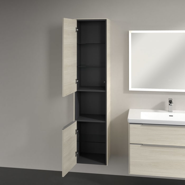 Villeroy & Boch Subway 3.0 Hochschrank 40 x 171 cm mit 1 offenen Fach und 2 Türen, Anschlag links
