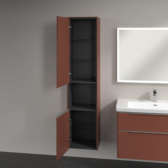 Villeroy & Boch Subway 3.0 Hochschrank 40 x 171 cm mit 1 offenen Fach und 2 Türen, Anschlag links