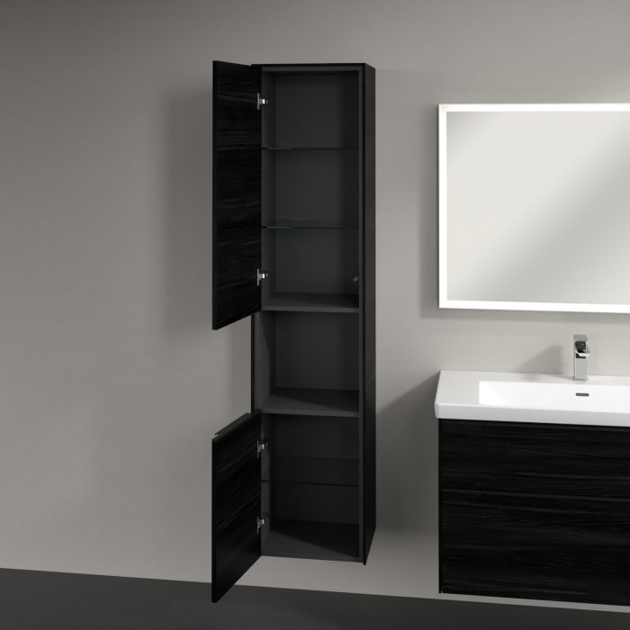 Villeroy & Boch Subway 3.0 Hochschrank 40 x 171 cm mit 1 offenen Fach und 2 Türen, Anschlag links