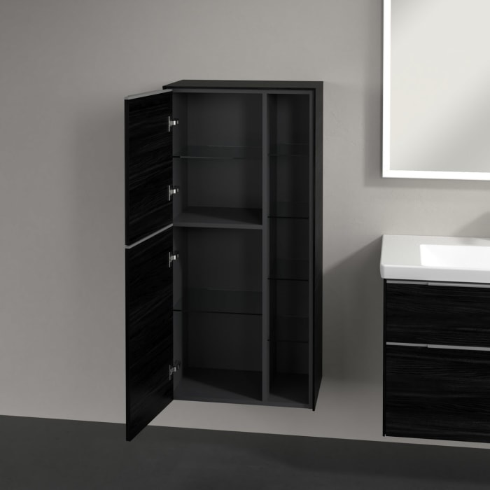 Villeroy & Boch Subway 3.0 Mittelschrank 57,4 x 120 cm mit 1 offenen Fach und 2 Türen, Anschlag links