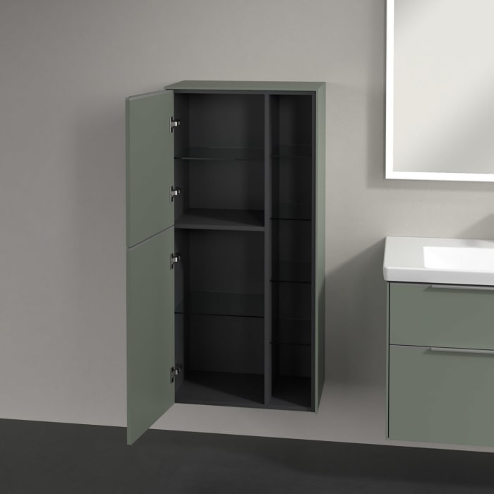 Villeroy & Boch Subway 3.0 Mittelschrank 57,4 x 120 cm mit 1 offenen Fach und 2 Türen, Anschlag links