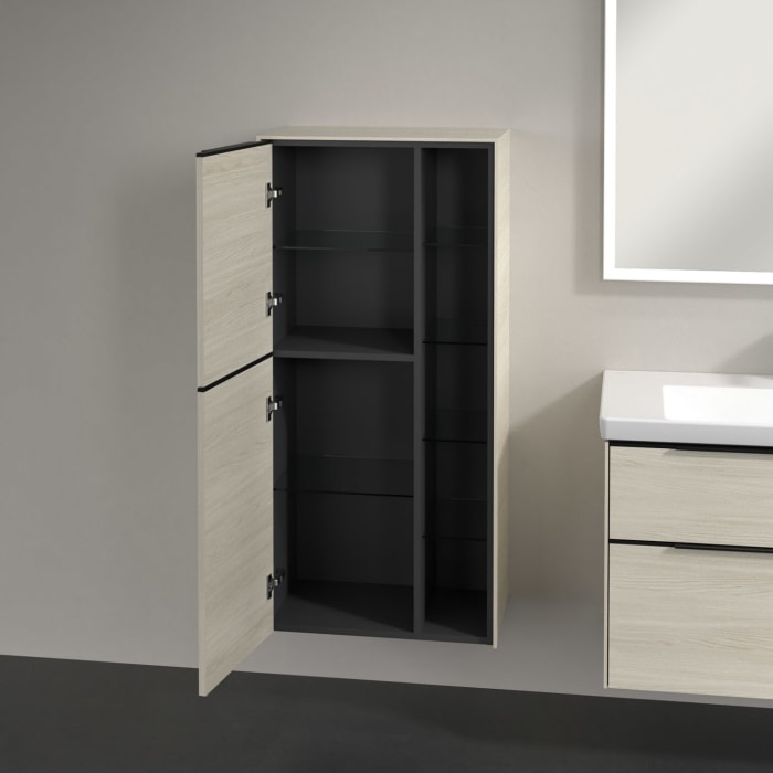 Villeroy & Boch Subway 3.0 Mittelschrank 57,4 x 120 cm mit 1 offenen Fach und 2 Türen, Anschlag links