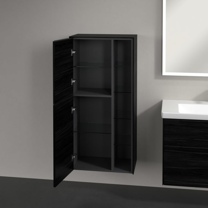 Villeroy & Boch Subway 3.0 Mittelschrank 57,4 x 120 cm mit 1 offenen Fach und 2 Türen, Anschlag links