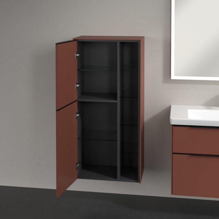 Villeroy & Boch Subway 3.0 Mittelschrank 57,4 x 120 cm mit 1 offenen Fach und 2 Türen, Anschlag links