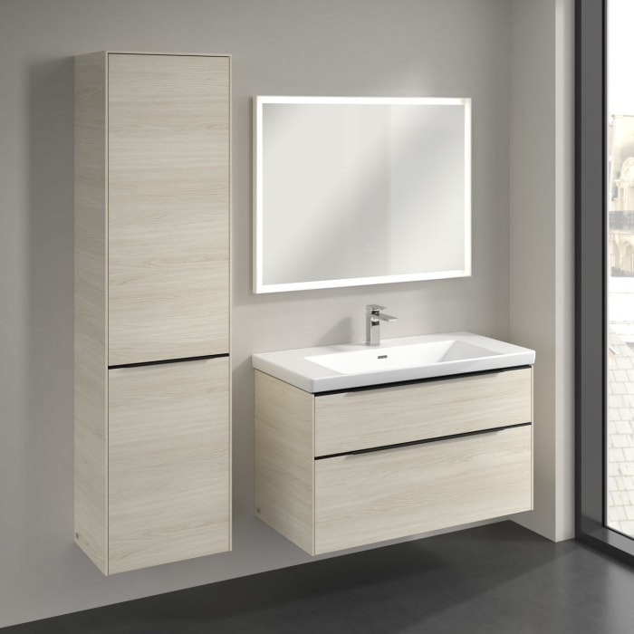 Villeroy & Boch Subway 3.0 Hochschrank 45 x 171 cm mit 1 Wäscheklappe und 1 Tür, Anschlag links