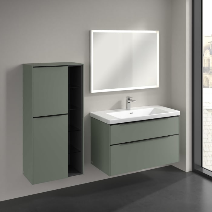 Villeroy & Boch Subway 3.0 Mittelschrank 57,4 x 120 cm mit 1 offenen Fach und 2 Türen, Anschlag links