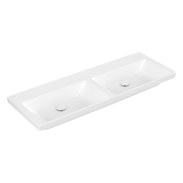 Villeroy & Boch Subway 3.0 Schrank-Doppelwaschtisch 130 cm, ohne Hahnloch, ohne Überlauf