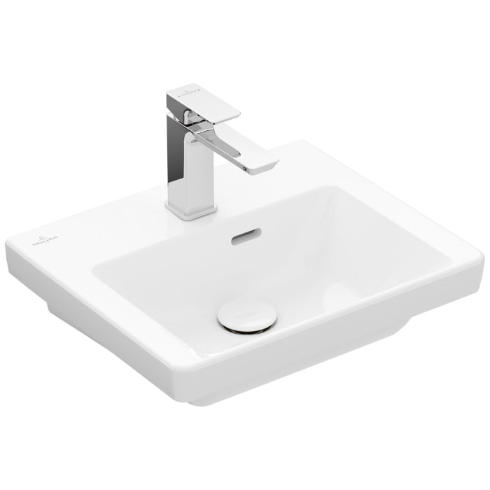 Villeroy & Boch Subway 3.0 Handwaschbecken 45 cm, für Möbelmontage, mit 1 Hahnloch, mit Überlauf