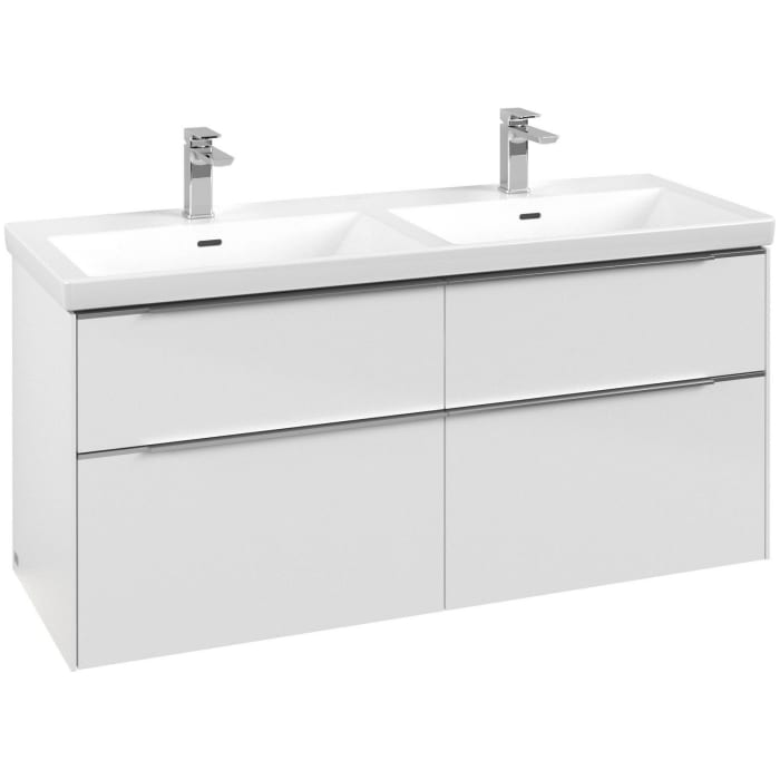 Villeroy & Boch Subway 3.0 Waschtischunterschrank 127,2 cm, 4 Auszüge, mit LED-Beleuchtung, für Doppel-Waschtisch