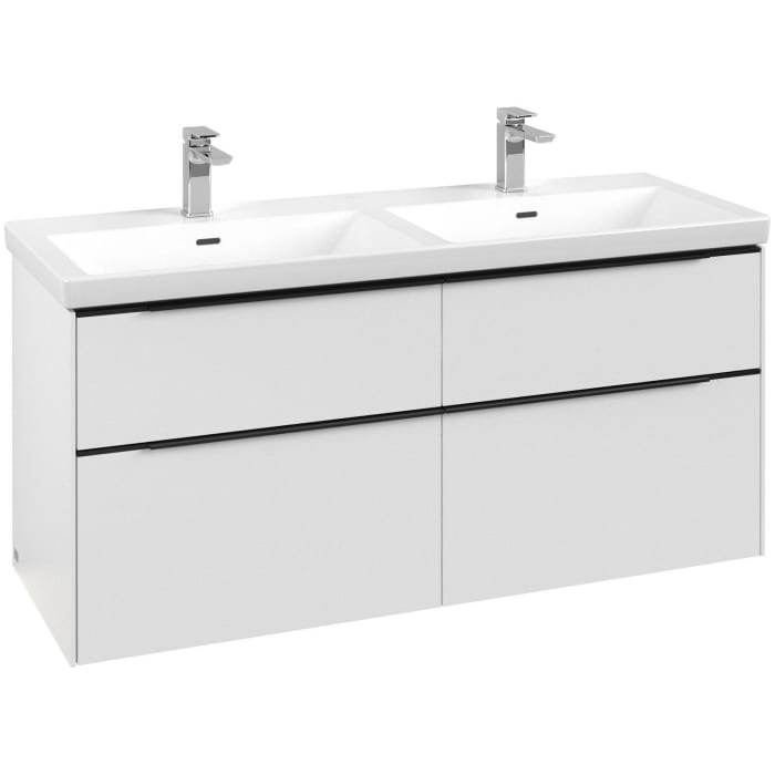 Villeroy & Boch Subway 3.0 Waschtischunterschrank 127,2 cm, 4 Auszüge, mit LED-Beleuchtung, für Doppel-Waschtisch
