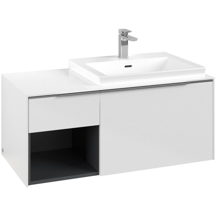 Villeroy & Boch Subway 3.0 Waschtischunterschrank 100,1 cm, 2 Auszüge und Regal links, mit LED-Beleuchtung