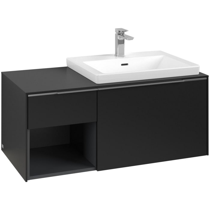 Villeroy & Boch Subway 3.0 Waschtischunterschrank 100,1 cm, 2 Auszüge und Regal links, mit LED-Beleuchtung