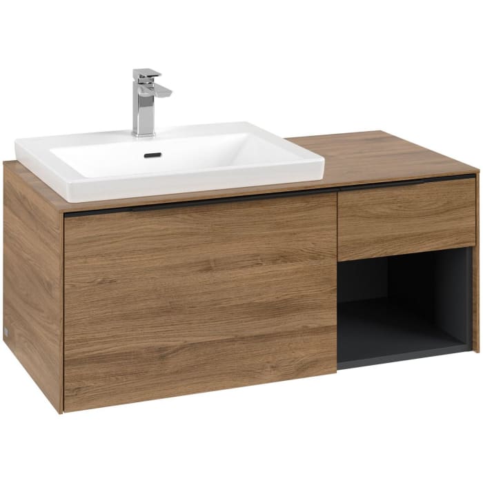 Villeroy & Boch Subway 3.0 Waschtischunterschrank 100,1 cm, 2 Auszüge und Regal rechts, mit LED-Beleuchtung